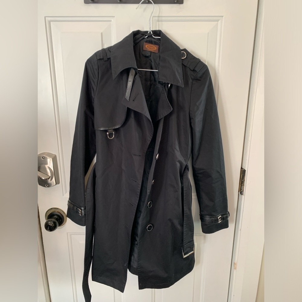 Black Tod's Trench Coat Made in Italy